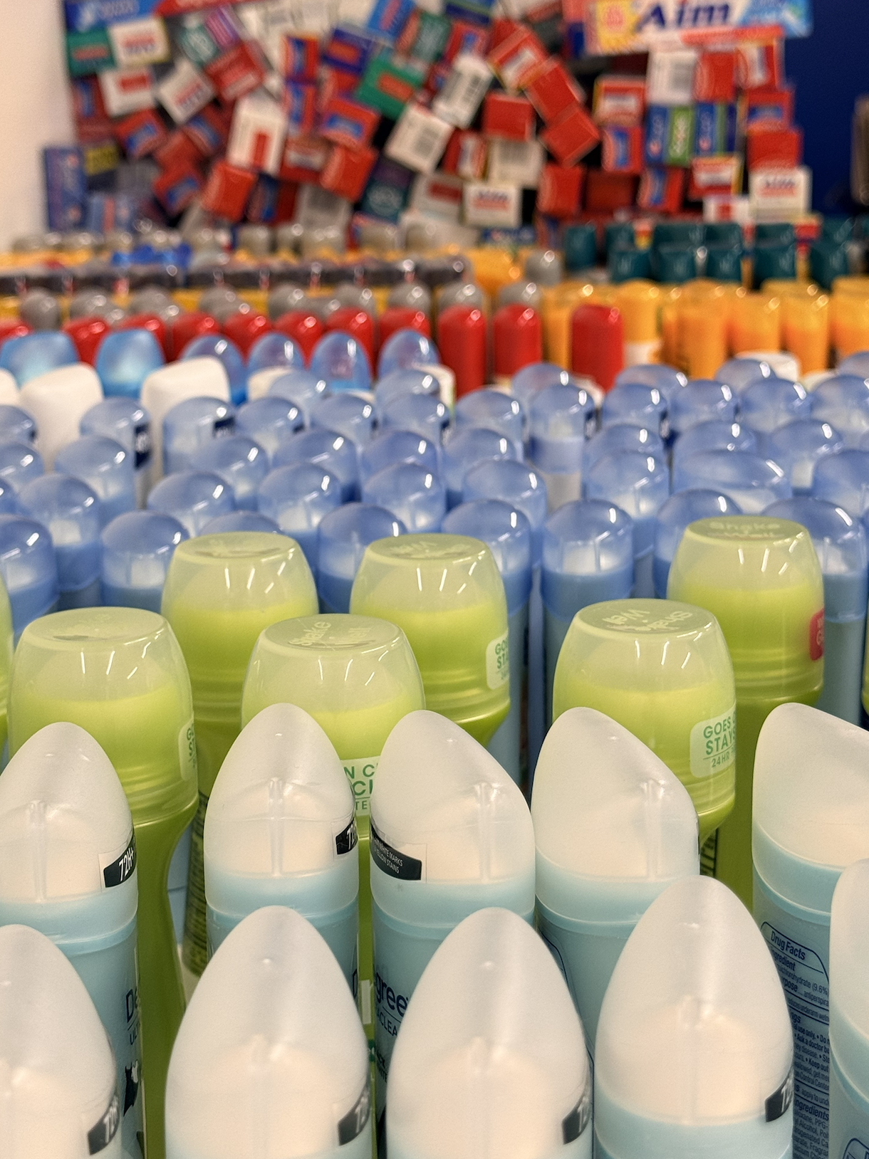 Hygiene products ready for distribution at the Hope & Comfort Hygiene Hub